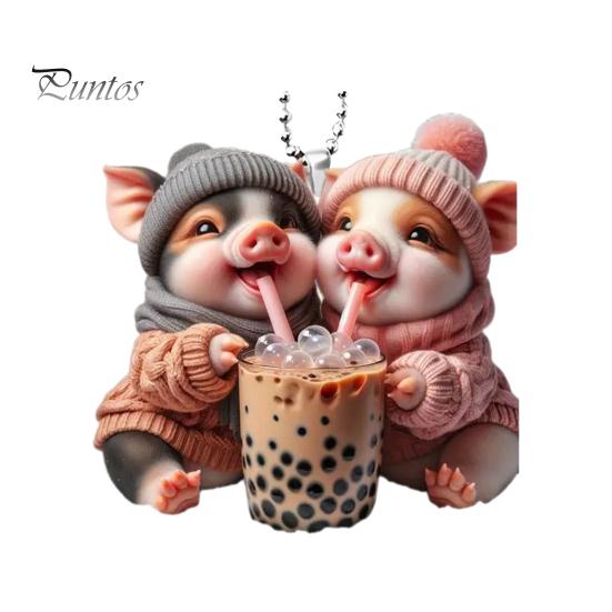 Hängendes Ornament, süße Tierdekoration, kreative Form mit Schlüsselband, einfach aufzuhängen, Auto-Rückspiegel-Ornament, hängende Charms