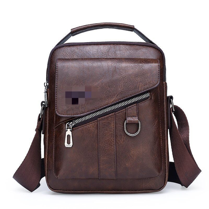 Men's PU Leather Shoulder Bag  Men's Crossbody Bag  Zipper Sling  Business Handbag