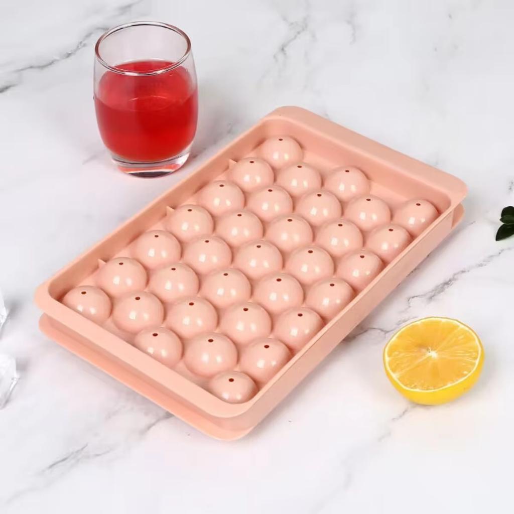 33 Cells Circle Hockey PP Mold Frozen Whiskey Ball Popsicle Ice Cube Tray Box Lollipop Making Gifts Kitchen Tools Accessories