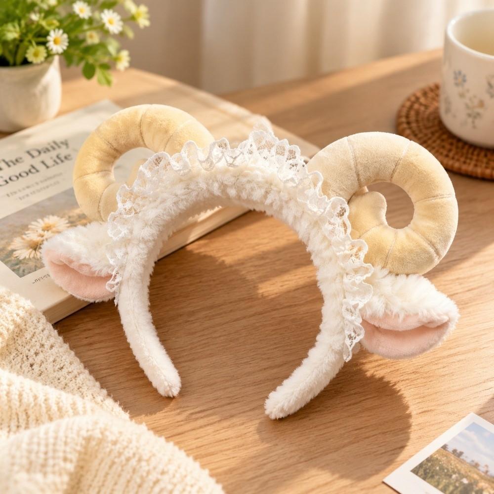 Cute Animal Headdress Lace Sheep Ear Hair Hoop Fashion Plush Lamb Headband Party