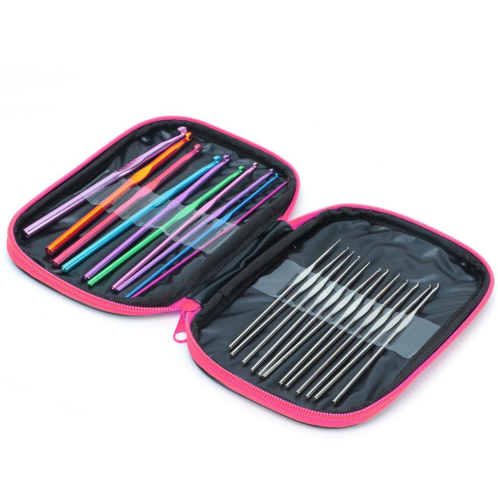 100 Pcs Crochet Hooks Set DIY 22 Crochet Set with Small Accessories for Knitting Enthusiasts BeginnersPink