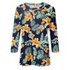 Koszule z rękawami 3/4 dla kobiet Śliczne nadruki Koszulki z nadrukami Bluzki Casual Plus Size Podstawowe topy Pulower