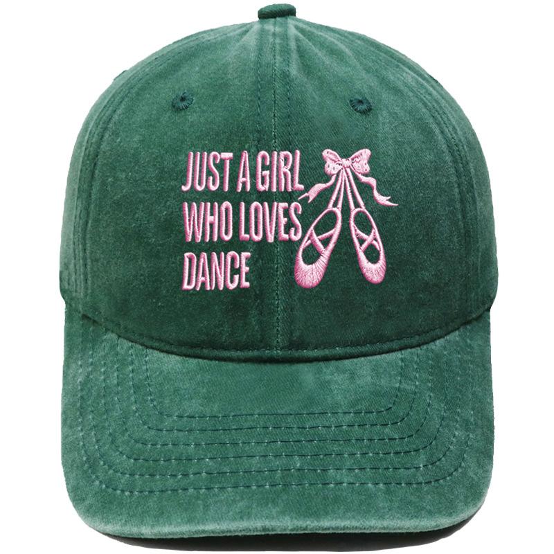Bow Dance Shoes Letter Embroidery Baseball Cap Washed Retro Dad Hat Men's and Women's Casual Versatile Sun Hat