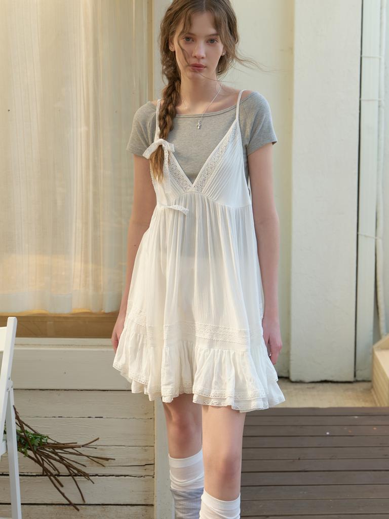 Liel Siena Lace Layered Dress (White)
