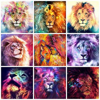 50x50cm 5D DIY diamantová malba Nové přírůstky Lion Diamond Výšivka Výprodej Zvířecí kamínky Mozaika Ručně vyrobený dárek