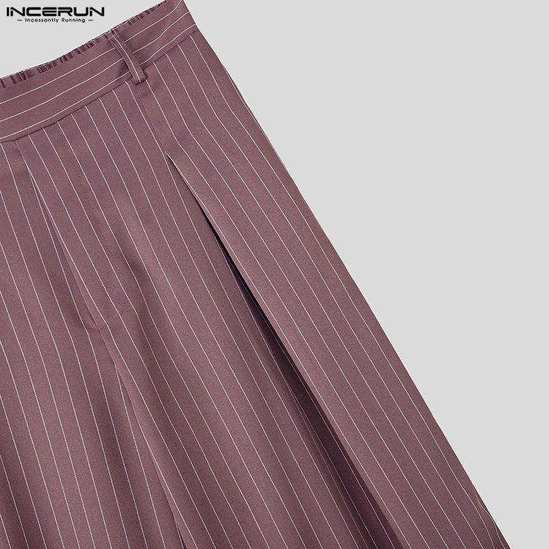 INCERUN Two Pieces Sets Men Casual Sleeveless Striped Tank Tops and Long Pants Trousers Outfits