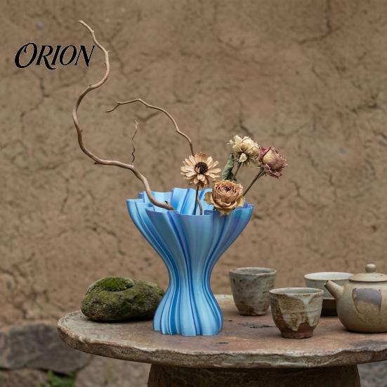Vaso Stampa 3D Integrato Vasi Stampati, Elegante Vaso Pieghettato, Fioriera Minimalista Intrecciata Portafiori Decorativi Multiuso, Nordico