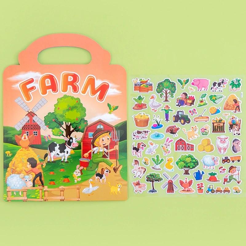 Wiederverwendbares Cartoon-Stickerbuch für Kinder Mehrere Szenarien Cartoon DIY Puzzle Pädagogisches Lernen Klassisches Spielzeug für Kinder 3-6 J.