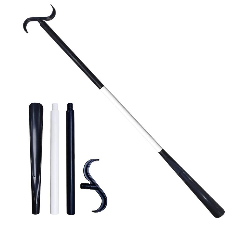 35" Long Handle Shoe Horn for Seniors Unisex Plastic Dressing Aid Stick with Sock Removal Tool Adjustable Extended Stick