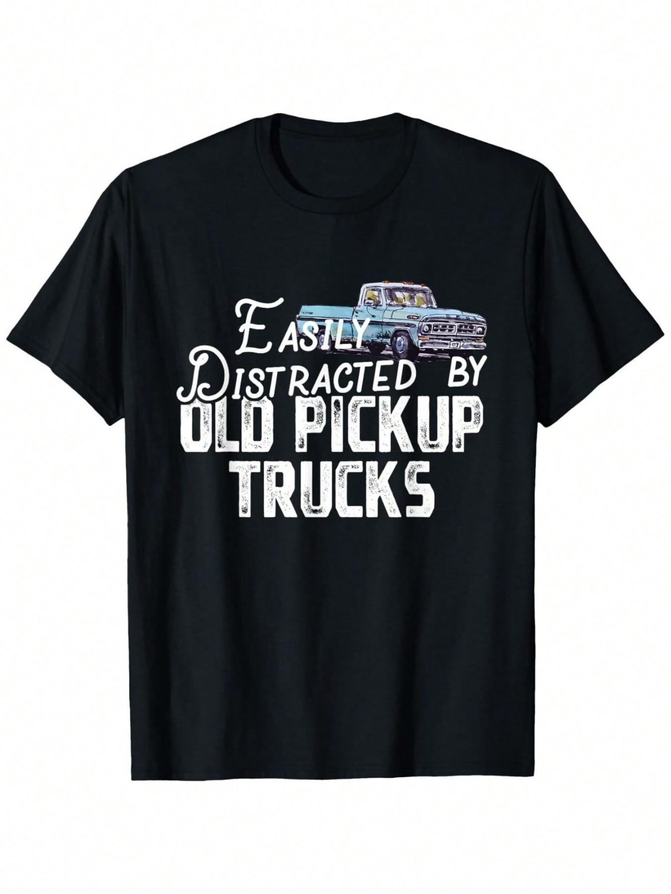 Top Pick Mens Easily Distracted by Old Pickup Trucks TShirt S