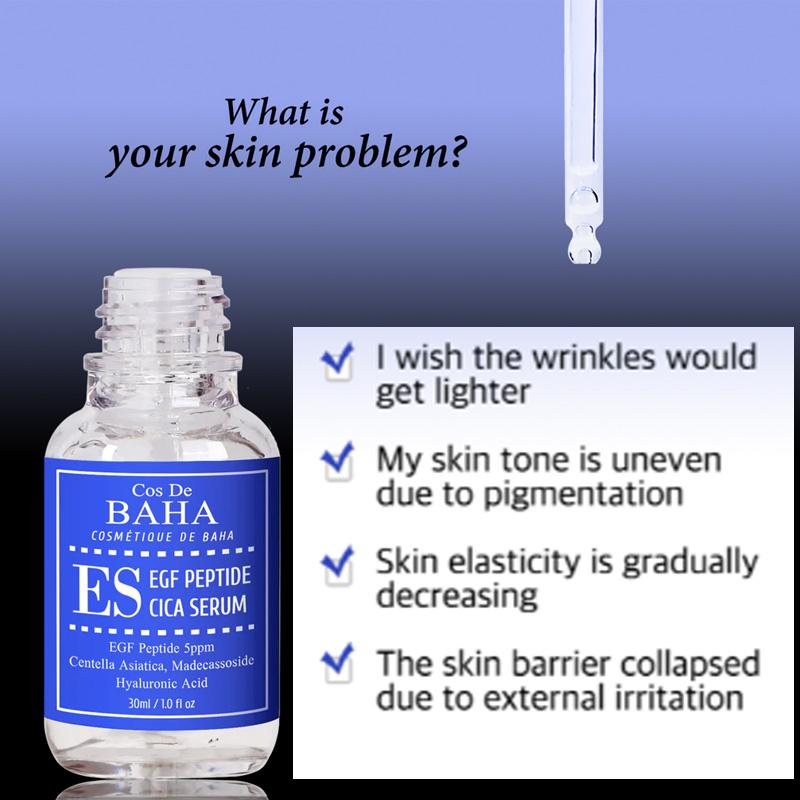 Cos De BAHA EGF Peptide 5ppm Cica Madeca Soside Serum (ES) 30mL (3 Options)
