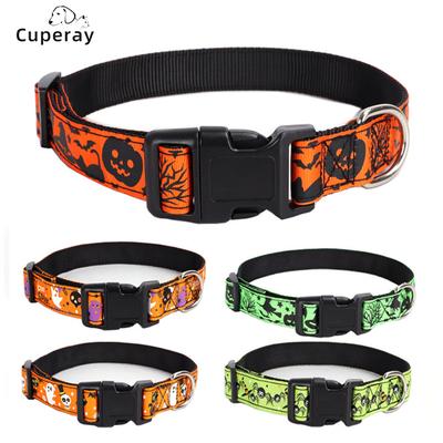 Halloween Hundehalsband Nylon Verstellbares Haustierhalsband Kürbis Monster Fledermaus Geist Muster für Party Katze Hund Dekoration Haustierzubehör