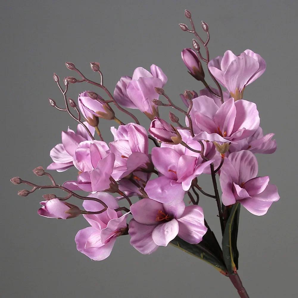 Lifelike Magnolia Bouquet 5 Prongs 20 Heads Artificial Flowers for Interior Decoration Choose from Various Colors