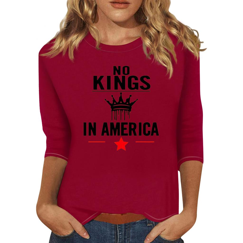 Women's Fashionable Casual Three-quarter Sleeve Round Neck Top