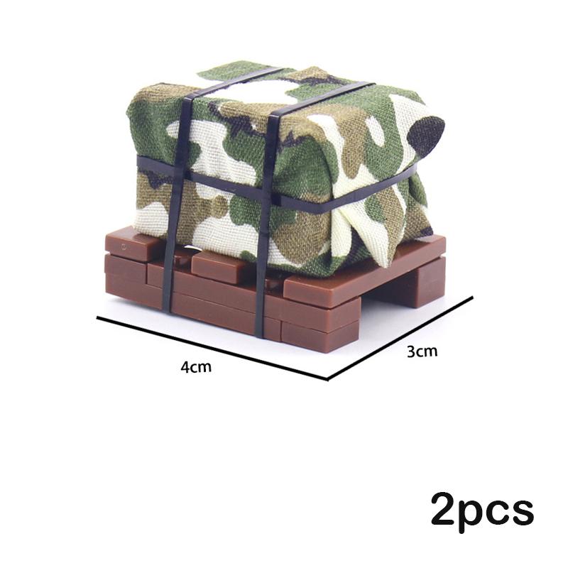 MOC airdrop box spray painted bazooka two-color olive green bronze weapon equipment small particle construction block accessories