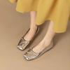 French silver Mary Jane shoes women's light mouth small fragrant single shoes gentle temperament ballet flats versatile large size