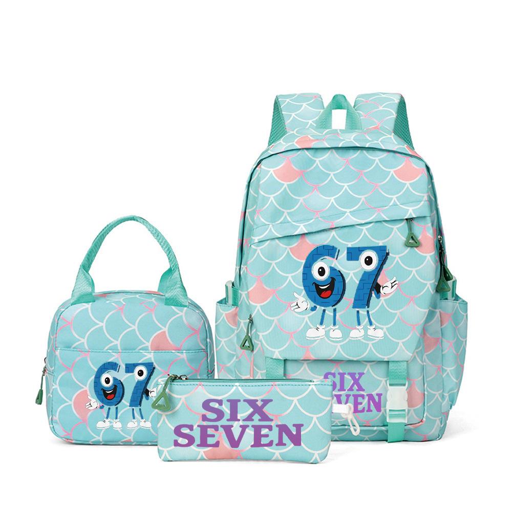 67 Stems Printed Peripheral Backpack For Primary And Secondary School Students Sixseven Schoolbags Three-Piece Set