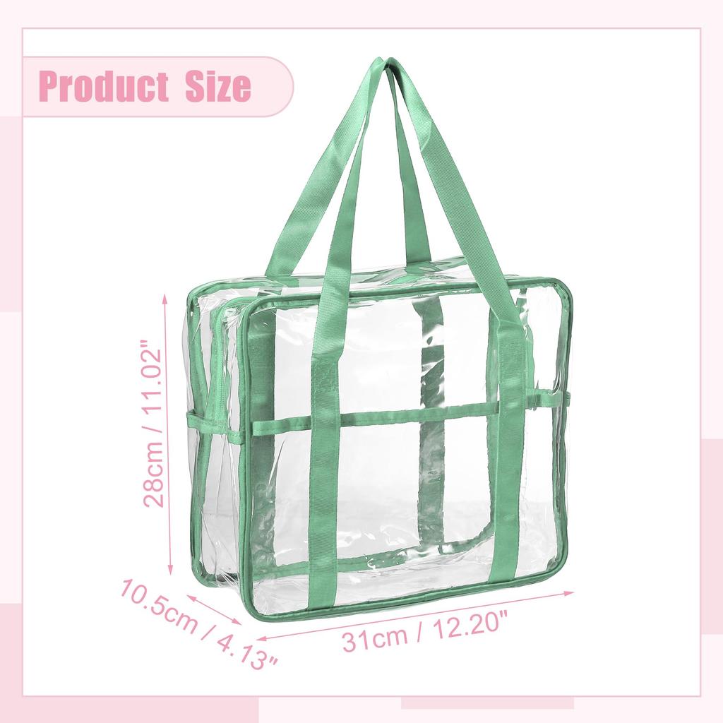 VOCOSTE Waterproof Makeup EVA Zipper Transparent Portable Toiletry Bag for Green Pouch, Pouch, Travel, 31x28x10.5cm,