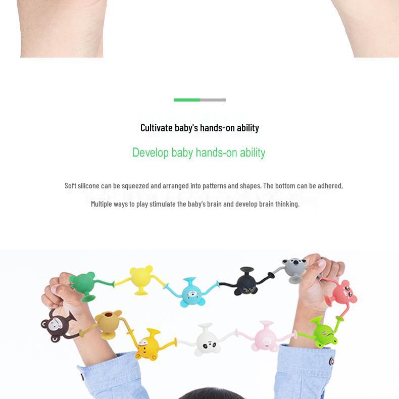Cartoon Suction Cup Silicone Building Blocks - Interactive, Versatile, and Soft Toys for Kids