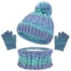 Kids Winter 3 Piece Acrylic Knit Hat Neck Warmer And Gloves Set Fleece Lined Pom Pom Beanie For Children Daily Outdoor Cold Weather Wear