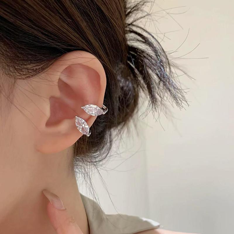 Sparkling Zircon Ear Bone Clip For Women Without Piercing Tassel Ear Cuff Clip Earrings Wedding Jewelry