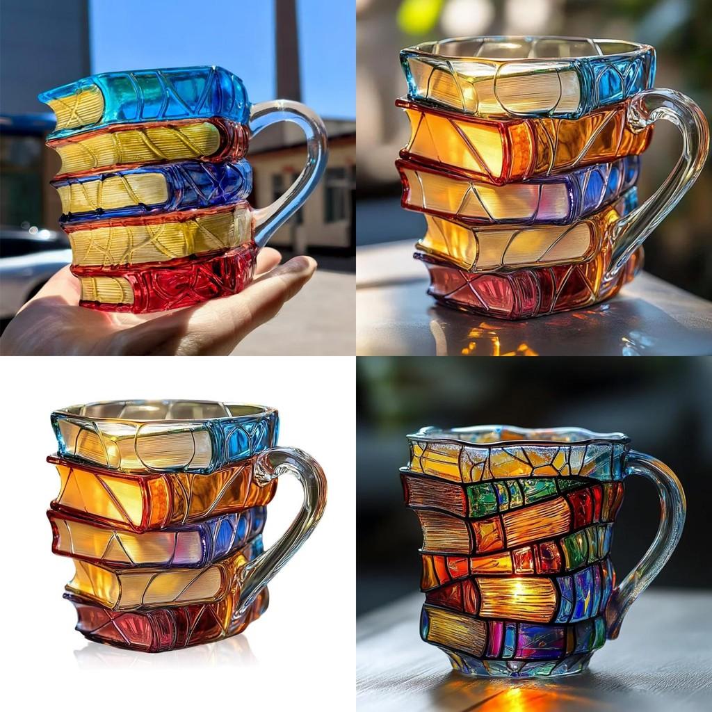 Painted Book Mug Artful Coffee Cup Ceramic Sculpted Decorative Drinkware For Gifts
