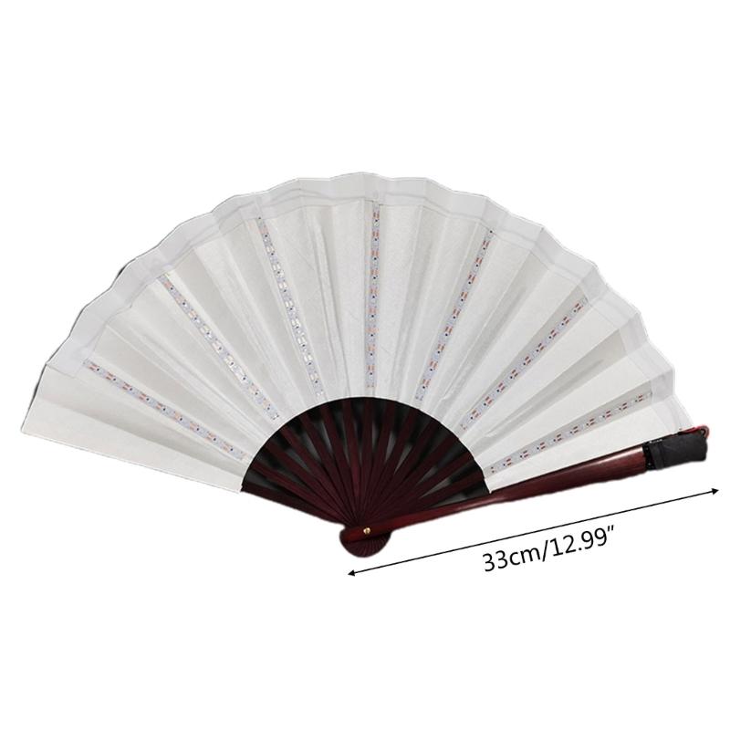 LED Performances Hand Fan Folding Hand Fan Chinese Handheld Glowing Fan with LED Light Dancing Props for Men Women