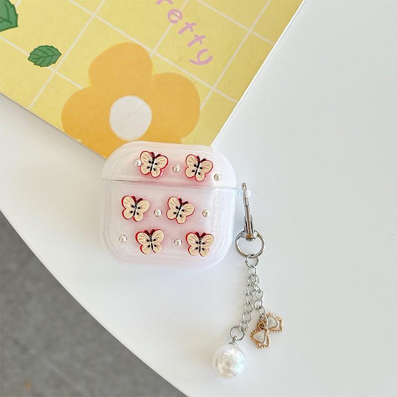 

Butterfly Tie Pearl Pendant Apple Bluetooth Earphone Cover Airpods4 Flash Powder Airpodspro Women s New Style Airpods Pro 2