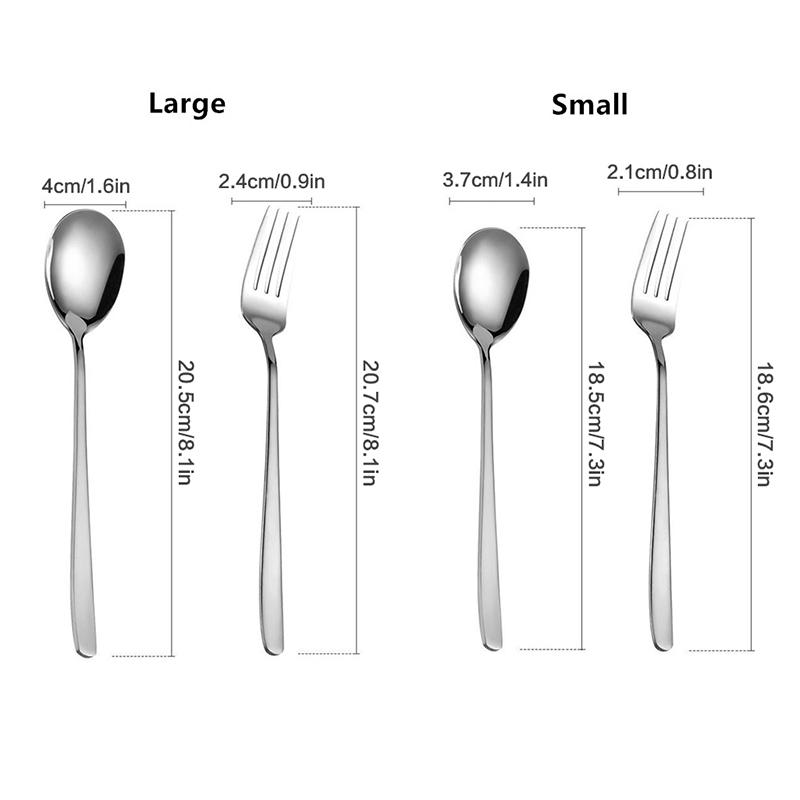 2Pcs Stainless Steel Golden Silver Fork Spoon Fork Spoon Heat-Insulated Long Handle Stirring Dessert Spoons Kitchen Gadgets
