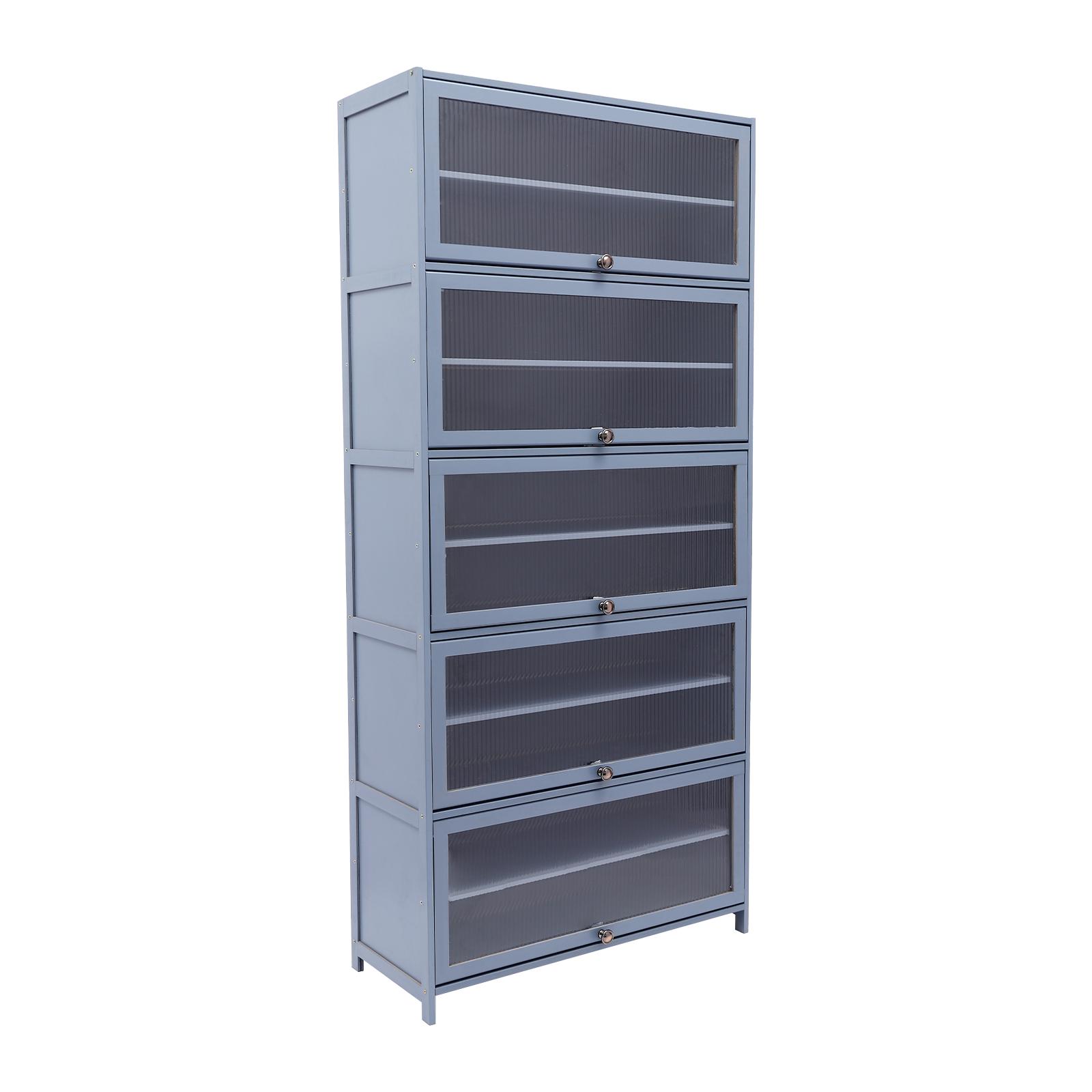 

Шкаф для хранения обуви, Свободностоящий органайзер для обуви, Шкаф для обуви с магнитными защелками для фойе, гостиной, прихожей синий