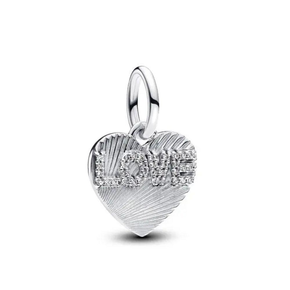 Copper Valentine'S Day Rose Hearts Charm Bead Fit Original Bracelet For Women Diy Fashion Jewelry Making