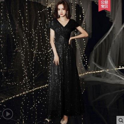 Banquet Evening Dress 1011 New Summer Sequins Temperament Queen Aura Socialite Host Dress Dress