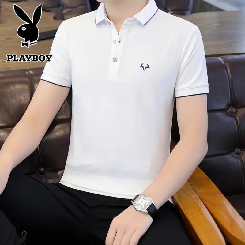 PLAYBOY Men s Summer Ice Silk Short Sleeve Polo Shirt L