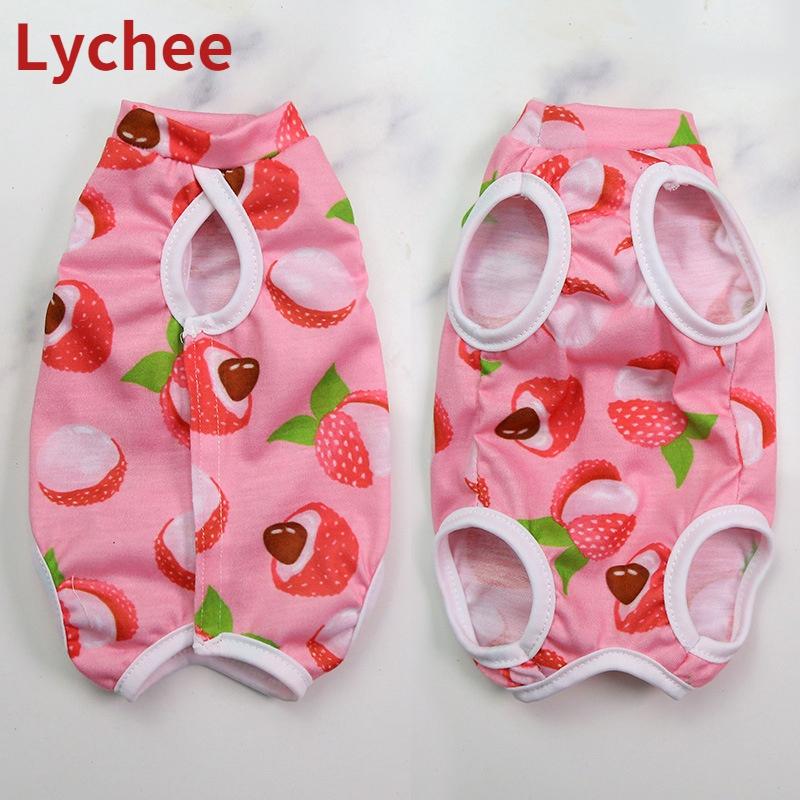 Katt Avvänjning Sterilisering Kläder Elastiska Kirurgi Efter Återhämtningsvård Kläder Fruktserie Tryck Husdjurskläder Anti-slickväst