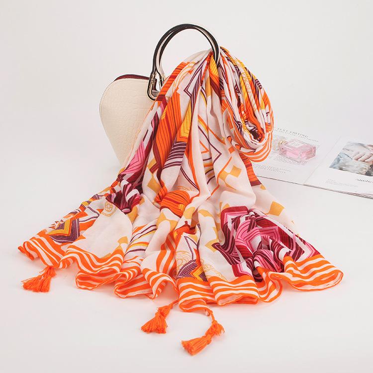 Twill Cotton Printing Cotton And Linen Ethnic Style Scarf Air Conditioner Warm Women'S Variety Sun Protection Shawl Silk Scarf