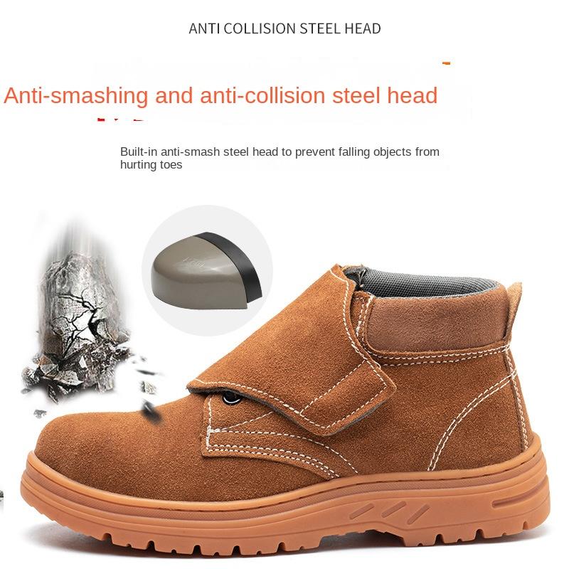 Steel Bag Head Anti-smashing and Anti-puncture Work Shoes Breathable High-top Anti-velvet Protective Labor Insurance Shoes