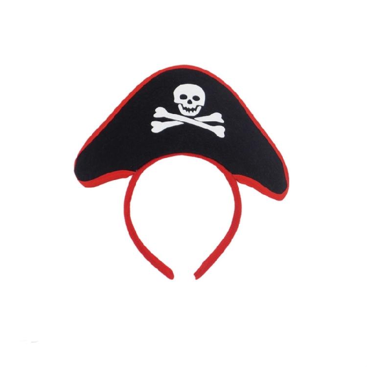 Pirate Hair Hoop Hat EyePatch Kerchief Set for Halloween, Ship themed Parties