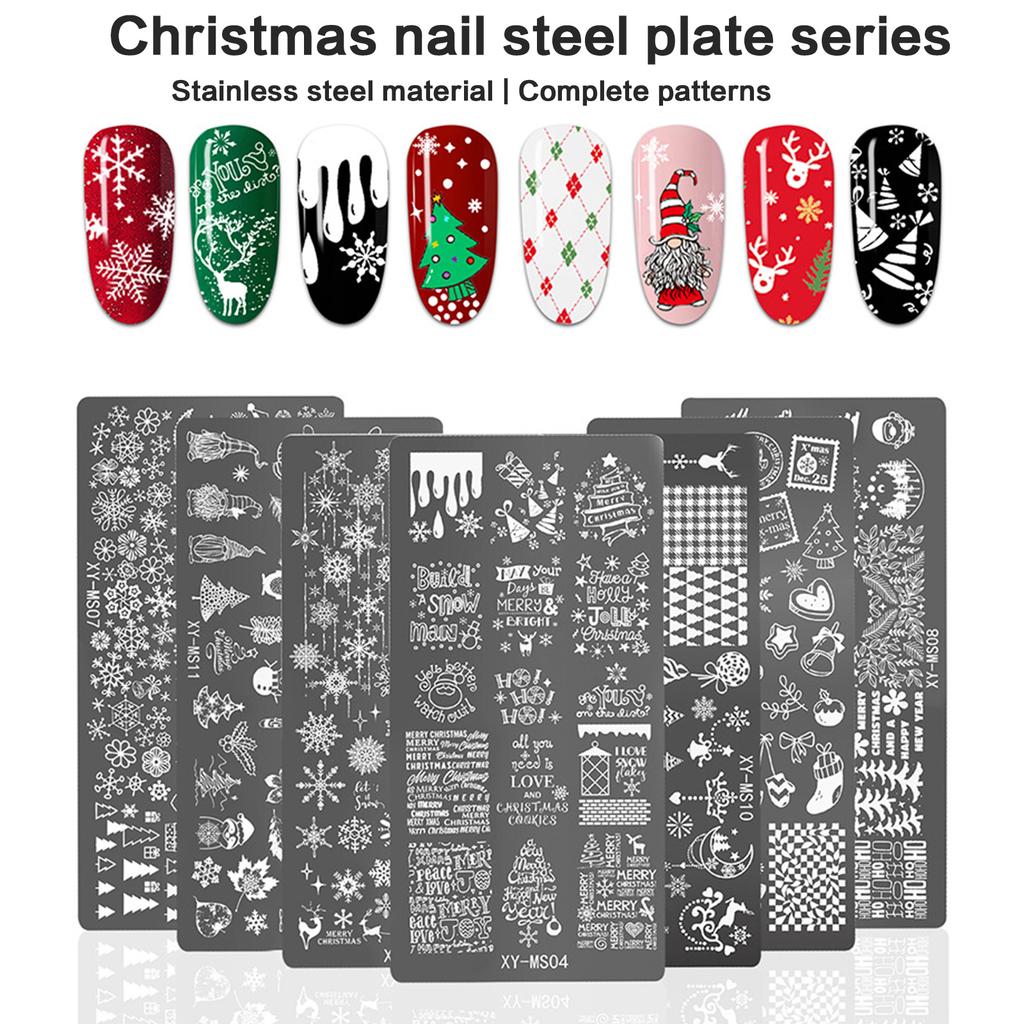 Nails Stamp Templates Christmas Series Nails Art Stamping Plates Snowflake Nails Plates Manicuring Print Stencils