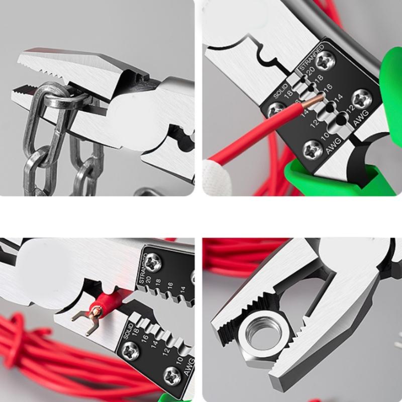 Electrician Pliers Multifunctional Needle Nose Plier for Wire Stripping Cable Cutter Terminal Crimping Hand Tools