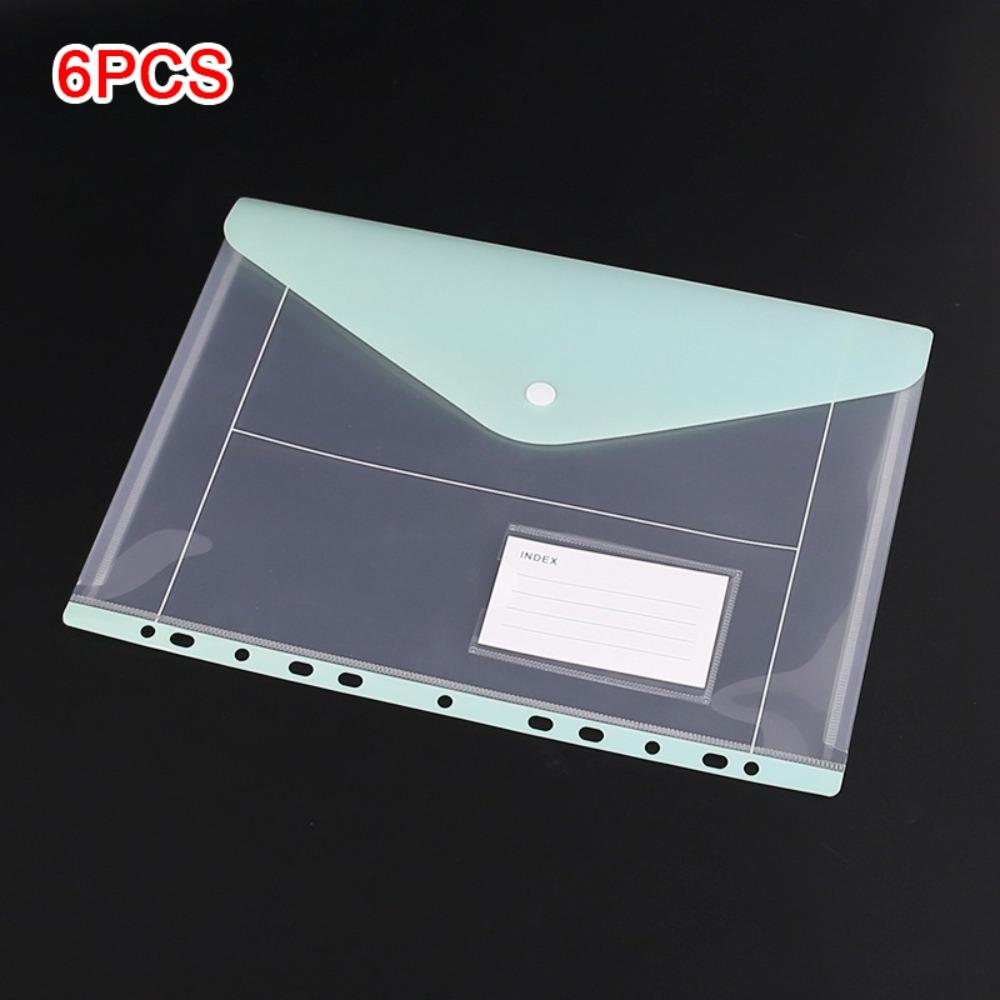 6 Pcs A4 Binder Pocket Plastic Label Loose-Leaf Perfect Punched Pockets School