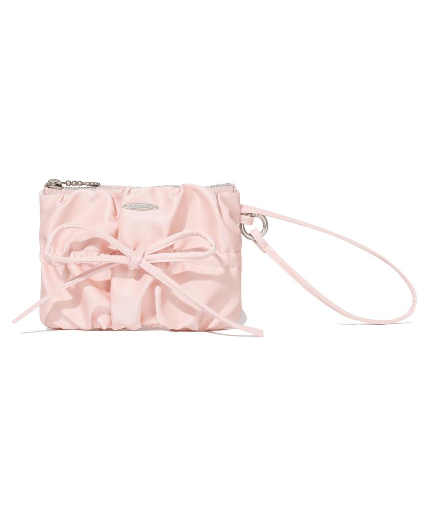 COVERNAT WOMAN Clover Heart Shirred Ribbon Handle Pouch Light Pink
