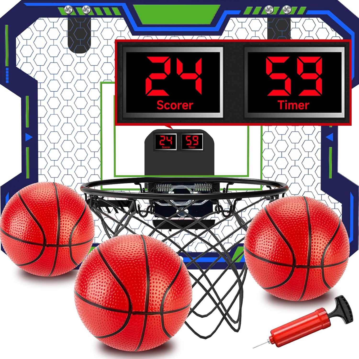 

Basketball Hoop Indoor for Kids (4-12 Years Old), Over The Door Basketball Hoop with Scoring, Countdown and Music Accompaniment