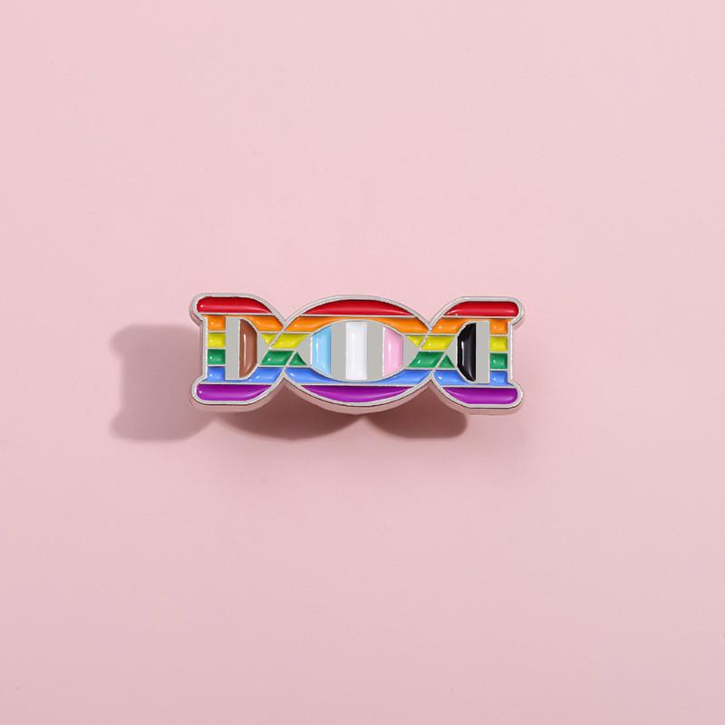 Cartoon Dna Creative Helix Metal Badge Colorful Genetic Chain Brooch For Accessories Fashion