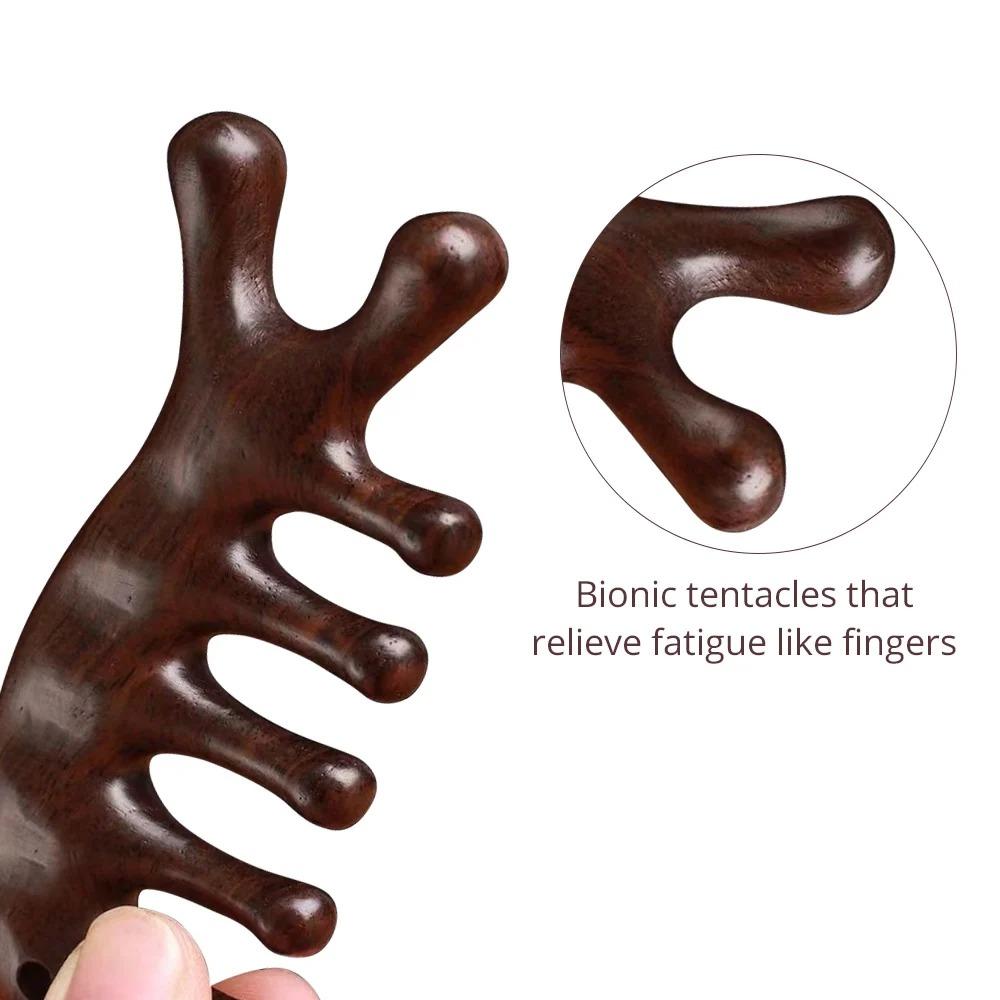 Hanging Body Meridian Massage Comb Five Teeth Wood Therapy Massage Comb  Body Massage