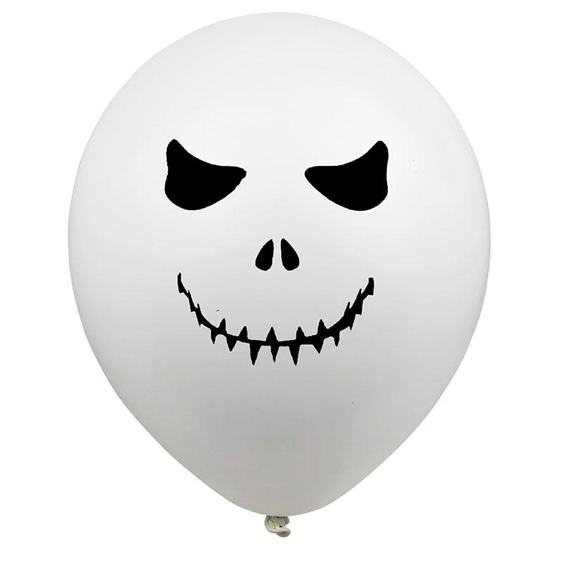 White Halloween Ghost Face Spider Witch Bat Latex Balloons 12Inch 2.8g Print Balloons Scene Layout Decorative Terror Balloons