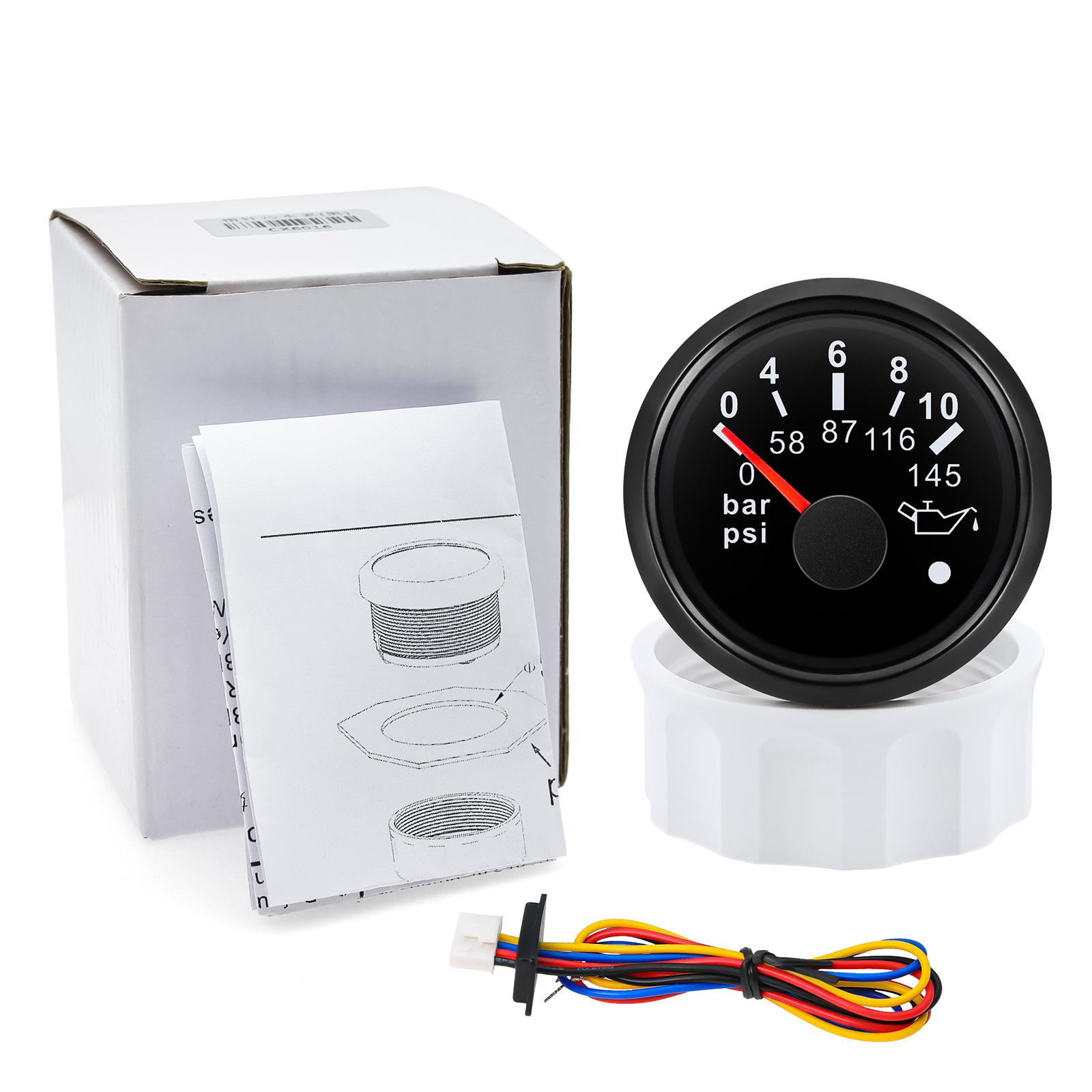 

ized 52mm Gauge Pointer Oil Pressure Gauges 0-5Bar 0-73psi 0-10bar 0-145psi Oil Pressure Gauge Sensors Modification 9-32V Black 0-10Bar