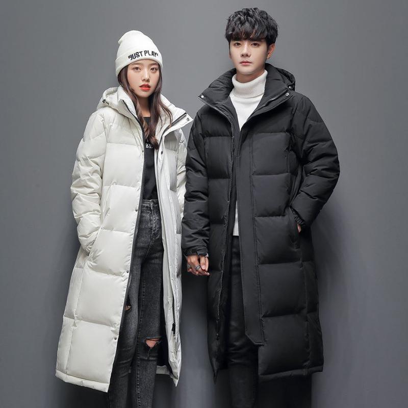 New Women's Down Jacket, Couple Outdoor Cold-proof Clothing, Men's and Women's Long Knee-length Thickened Loose School Uniform