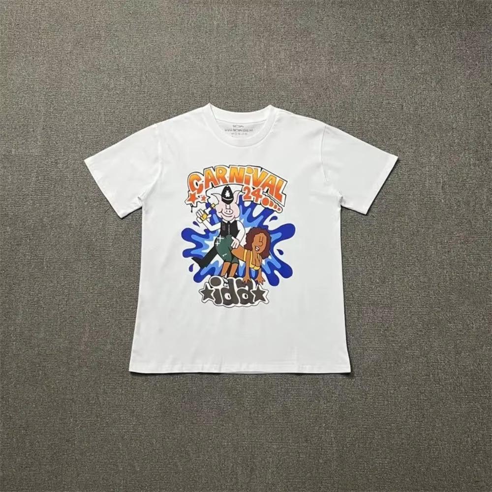 25 Ida Sply American Trendy Brand Fun Printing Short Sleeve Summer New  Loose Men and Women Couple Crew Neck T-shirts Tops