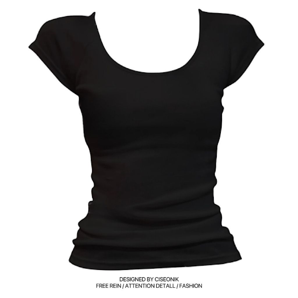U-neck Design Sense Spice Girl Short-sleeved T-shirt Women's Summer New Front Shoulder Slim and Thin Versatile Low Collar Trendy