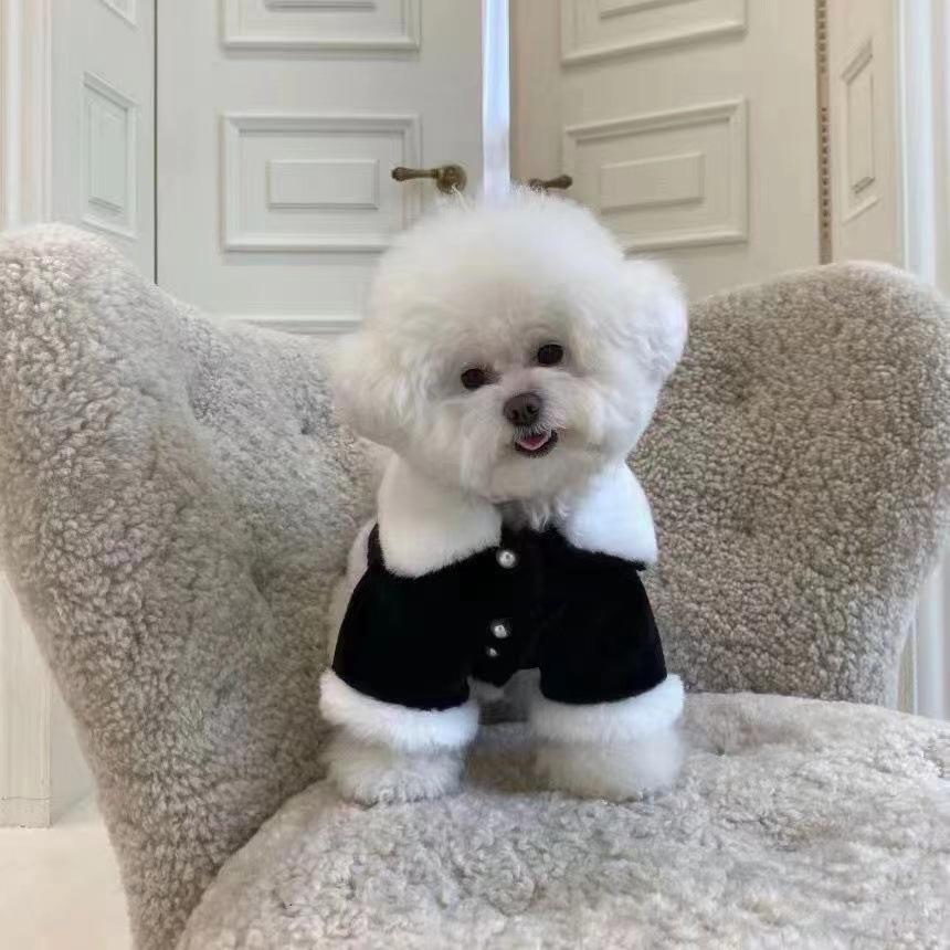 

Одежда для кошек и собак, зимняя, утолщенная, теплая, мохнатая, для шнауцеров, чем для медведей, плюшевая, для собак породы сиба, среднее пальто, хлопковая одежда XL чёрный